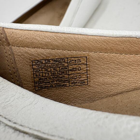 Ugg Claire Leather Loafer Perforated Laser Cut Ivory Casual Slip On Shoe - 9.5 - Picture 6 of 7